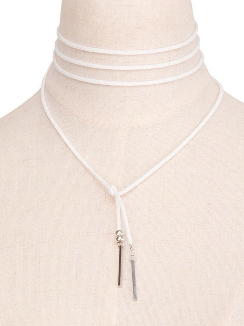 Tassel Wrap Choker Necklace Women Color White & Silver